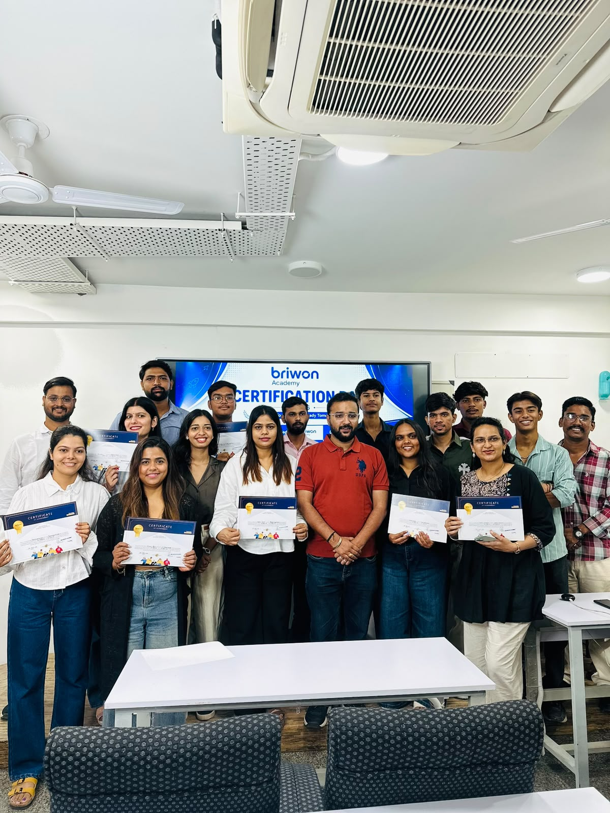 Students and mentors together at Briwon Academy Certification Day